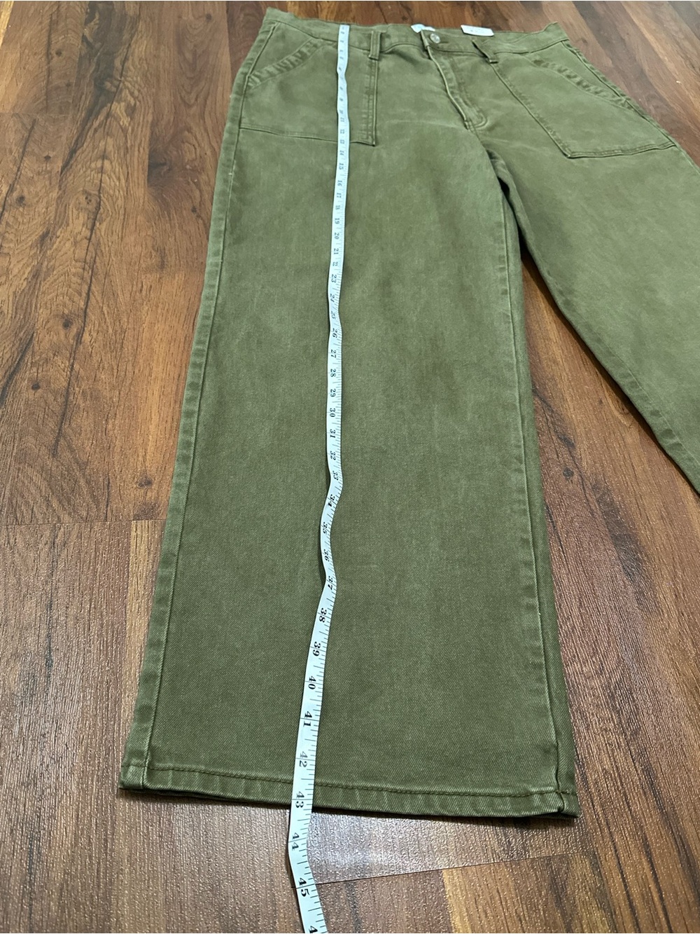 Time and Tru Washed Olive High Rise Wide Leg Utility Trousers - Picture 11 of 16